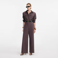 Brown Twill Jumpsuit