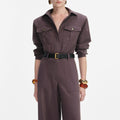 Brown Twill Jumpsuit