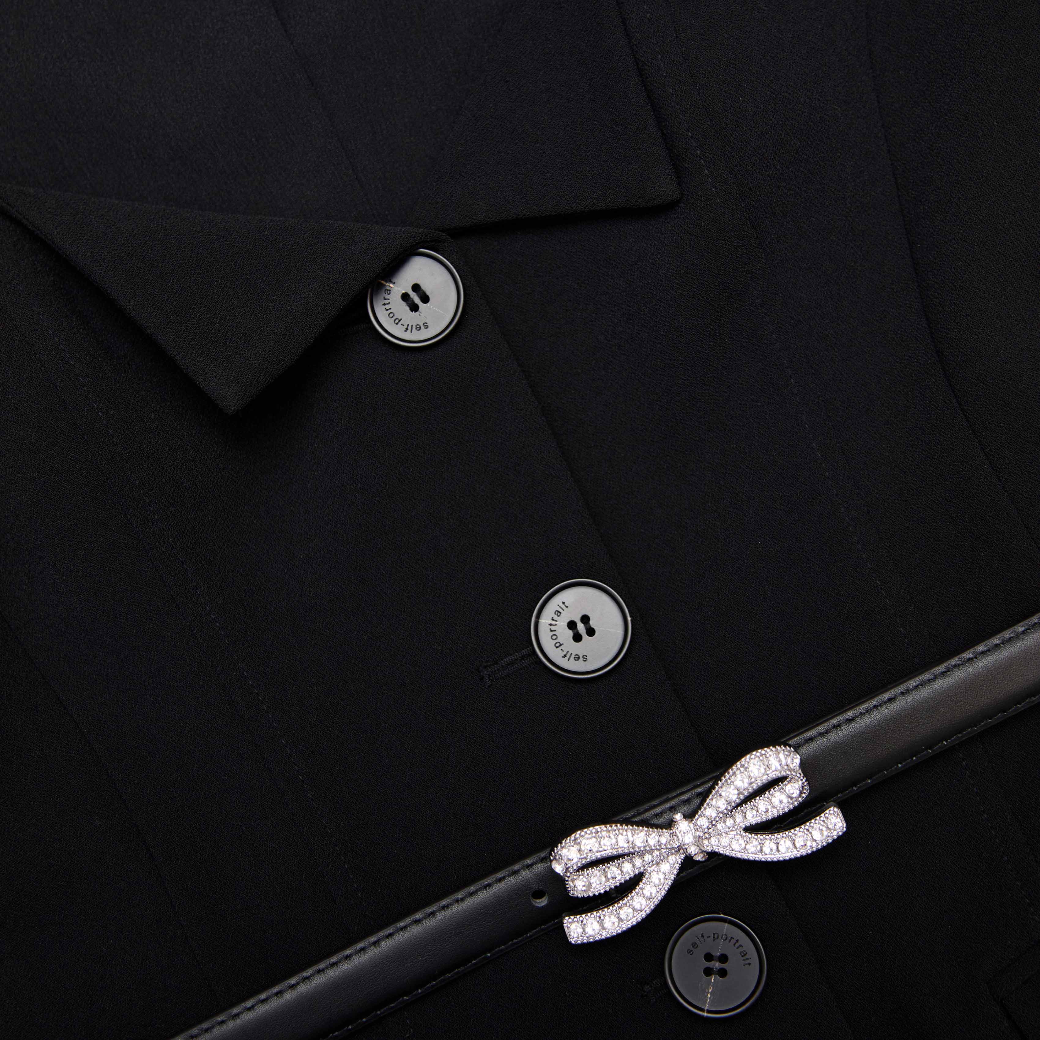 Black Tailored Contrast Chiffon Midi Dress