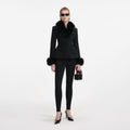 Black Tailored Boucle Fur Jacket