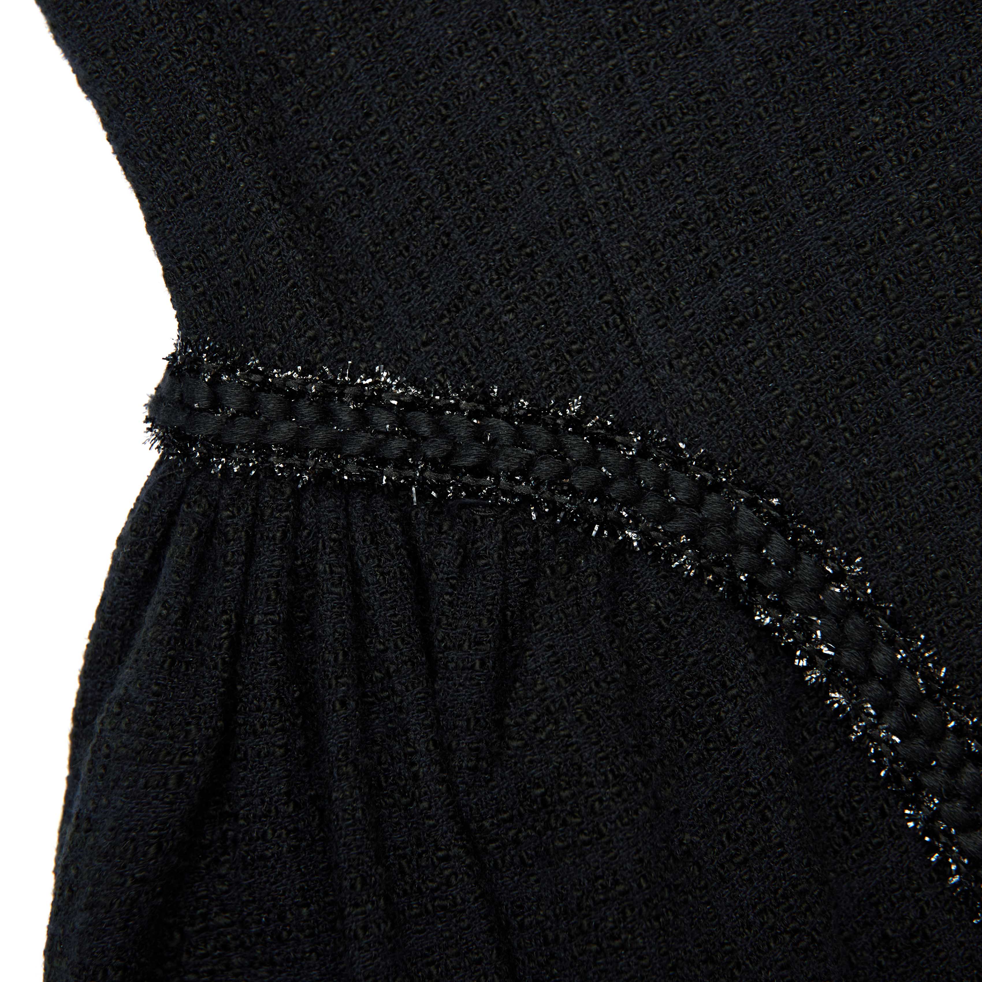 Black Boucle Sleeveless Midi Dress