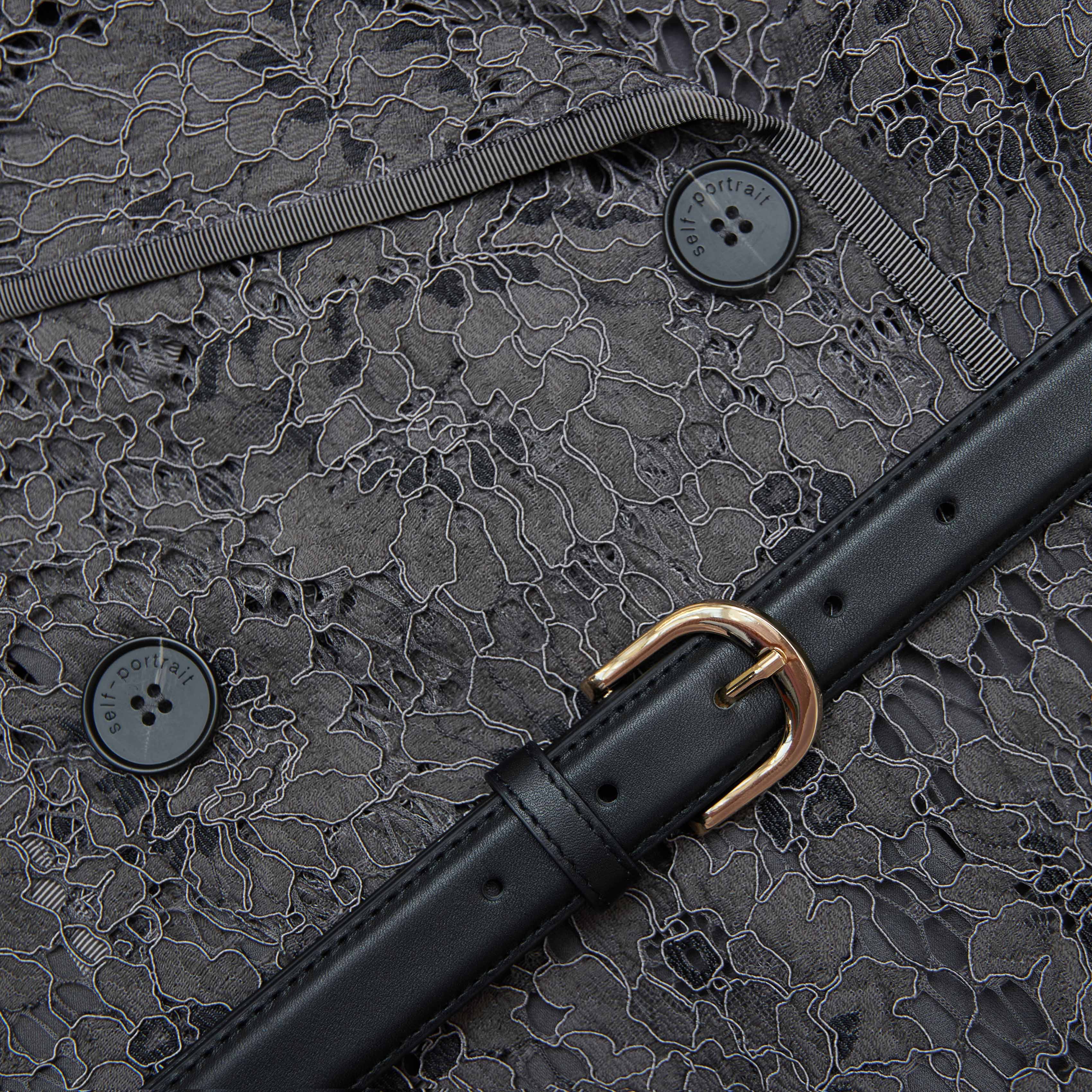 Grey Floral Lace Midi Dress