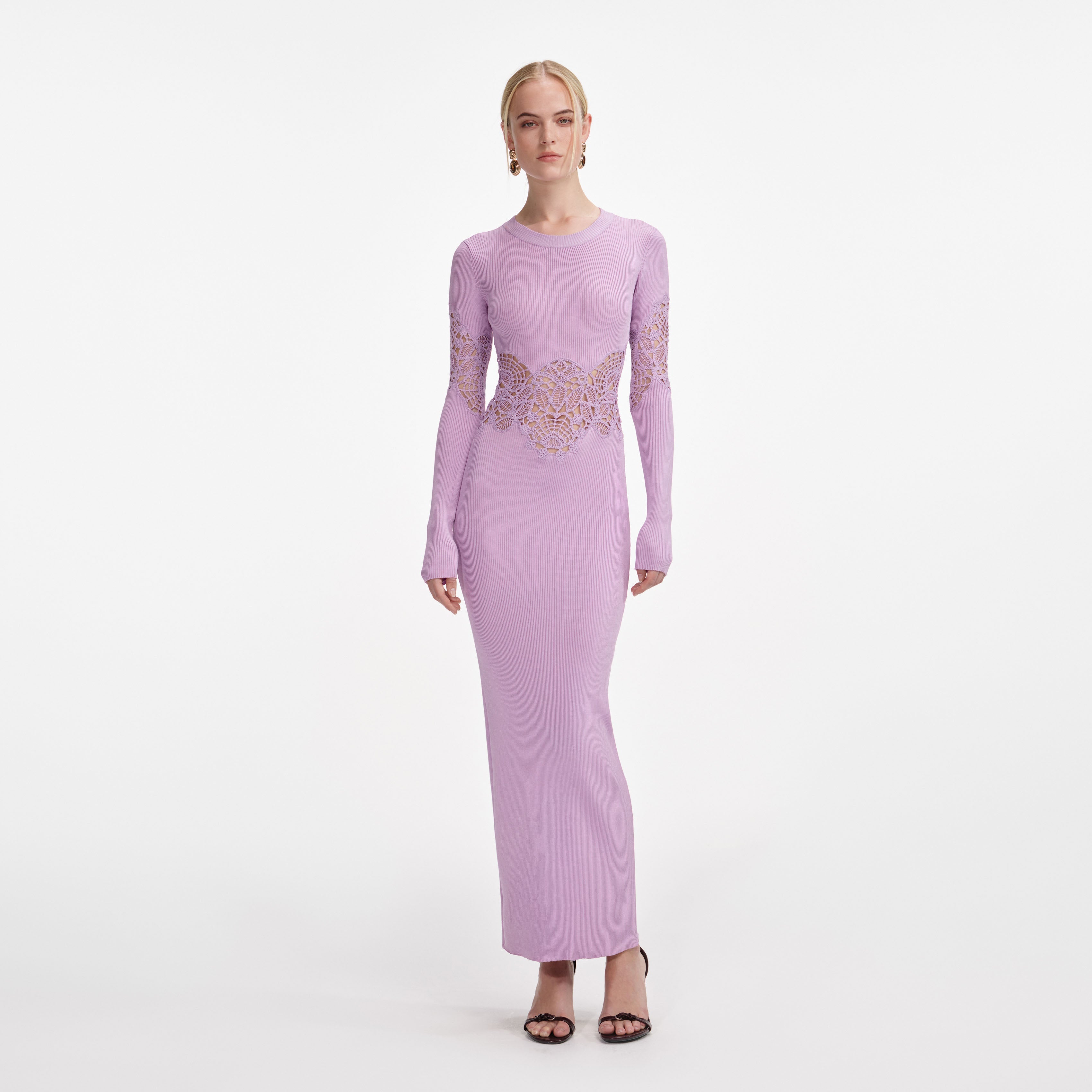 Pink Viscose Knit Cut Out Maxi Dress