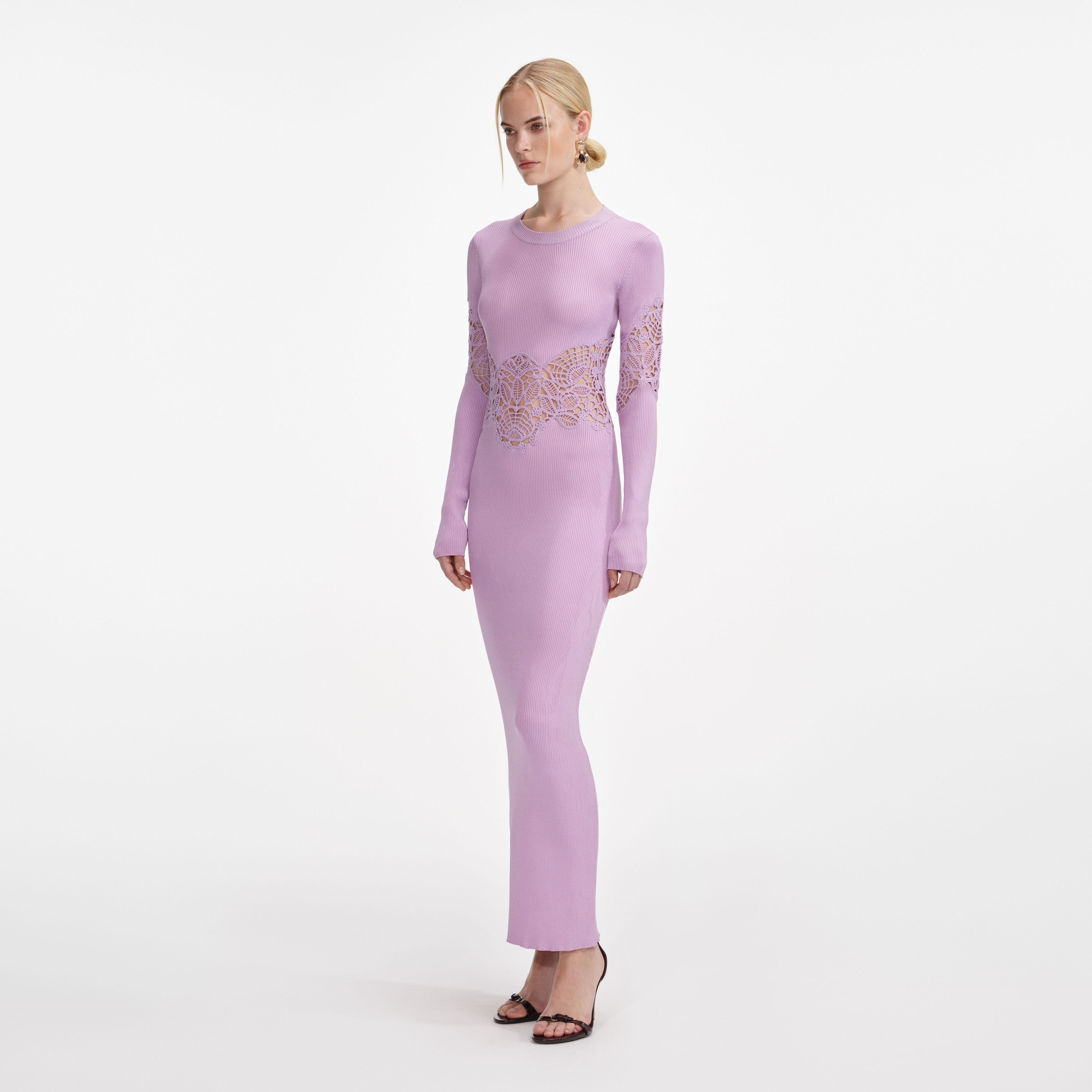 Pink Viscose Knit Cut Out Maxi Dress