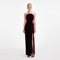 Burgundy Velvet Bandeau Maxi Dress
