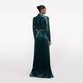 Green Metallic Tie Neck Maxi Dress
