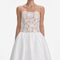 White Lace Taffeta Maxi Dress