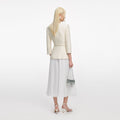 Cream Boucle Long Sleeve Chiffon Midi Dress