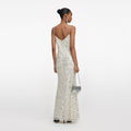 Cream Floral Sequin Maxi Dress