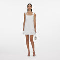 White Crepe 3D Flower Mini Dress