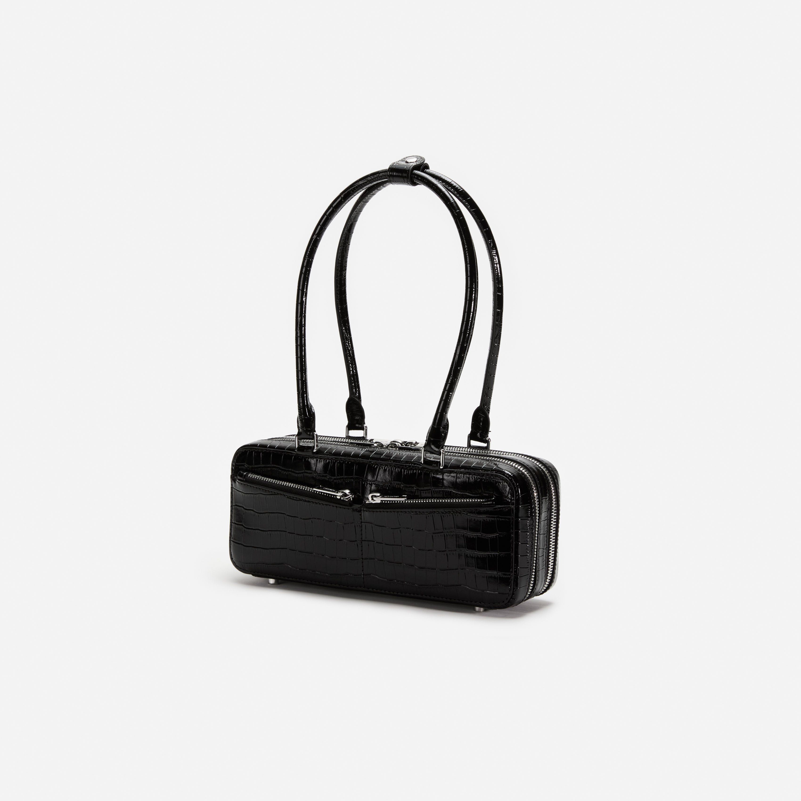 Black Croc Shoulder Bag