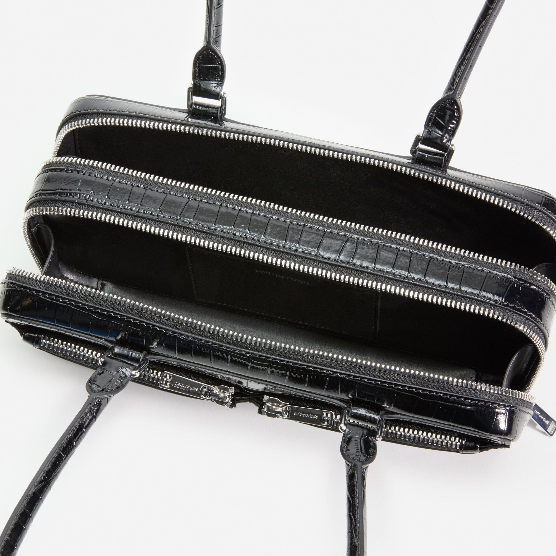 Black Croc Shoulder Bag