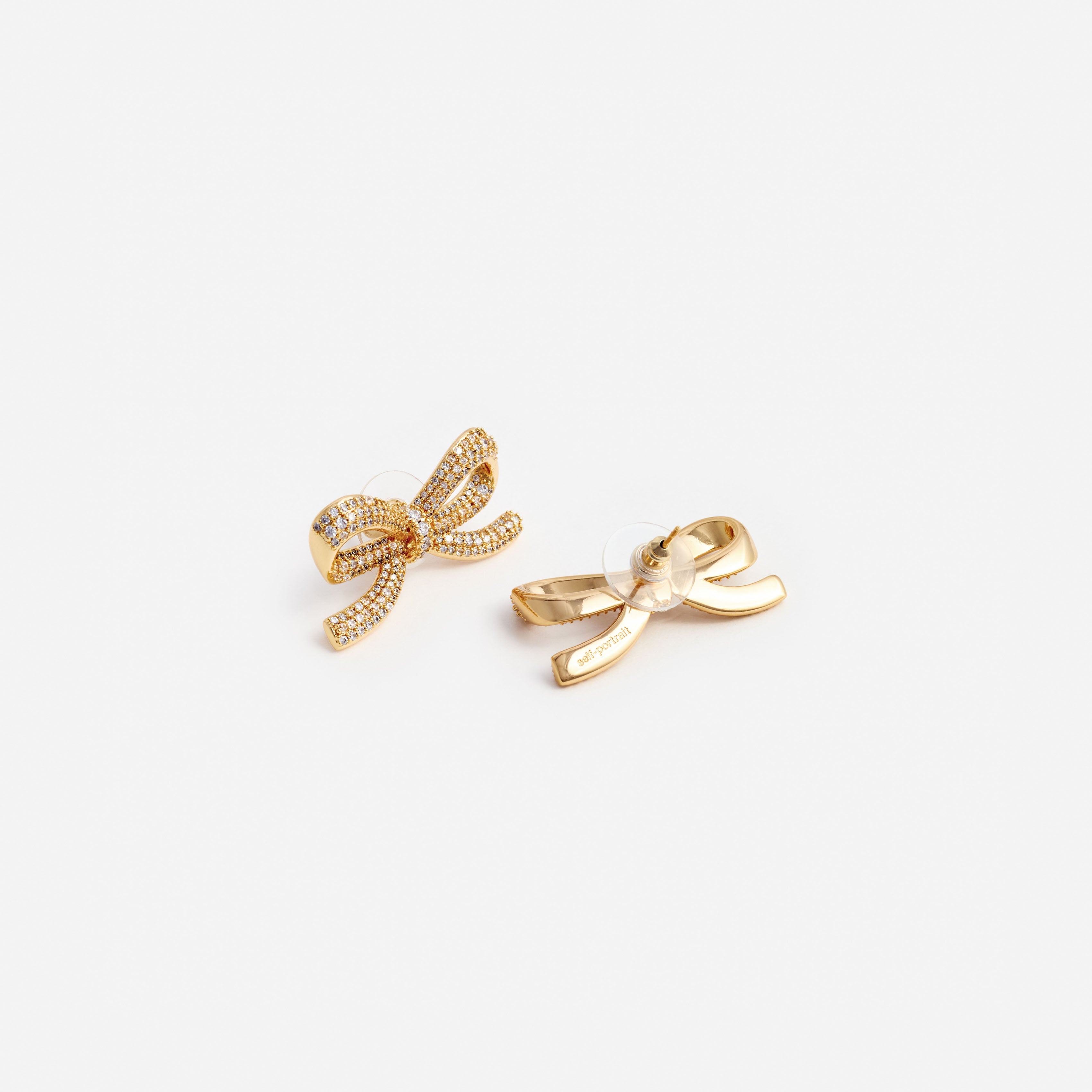 Gold Crystal Bow Earrings