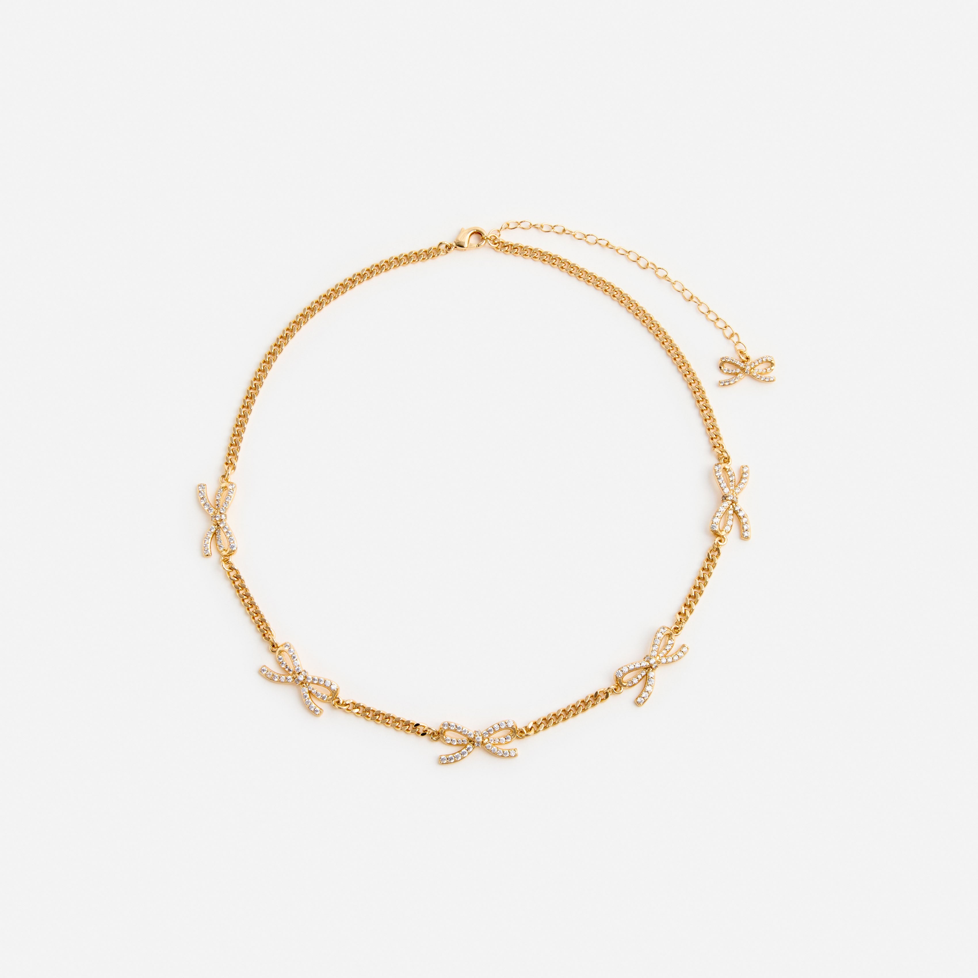 Gold Crystal Bow Necklace