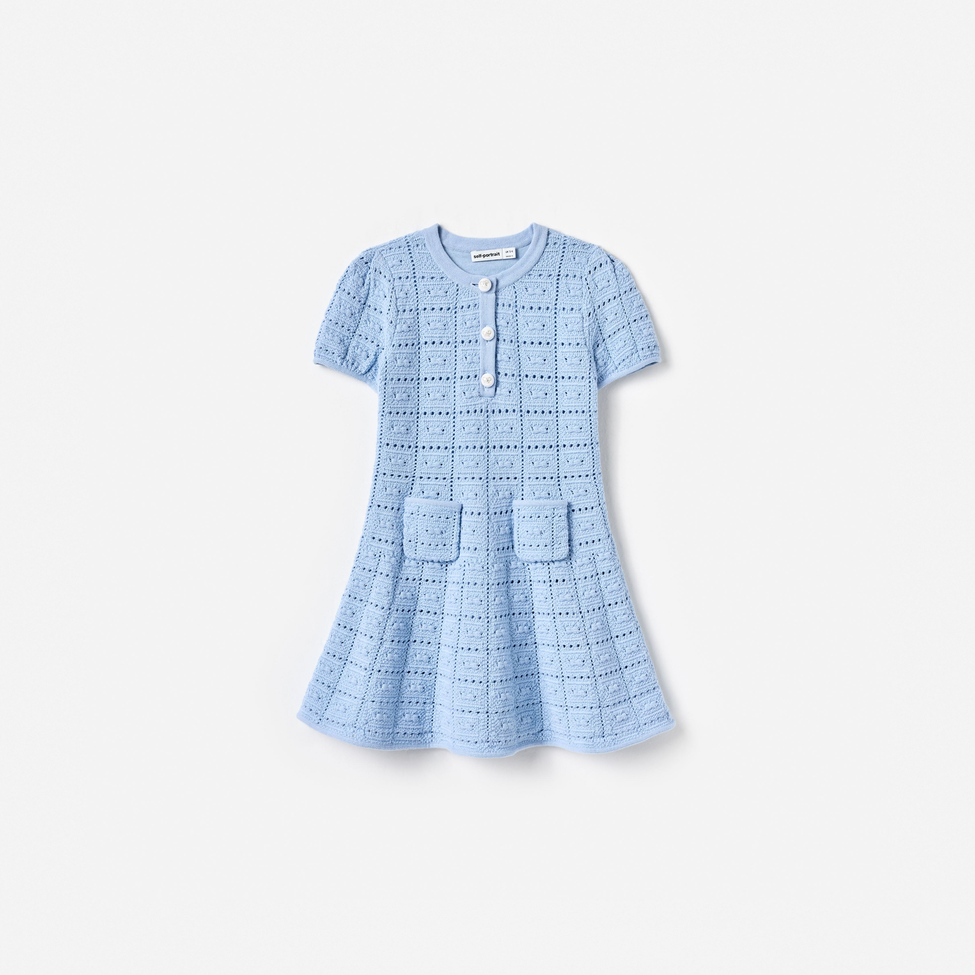 Blue Pointelle Knit Dress