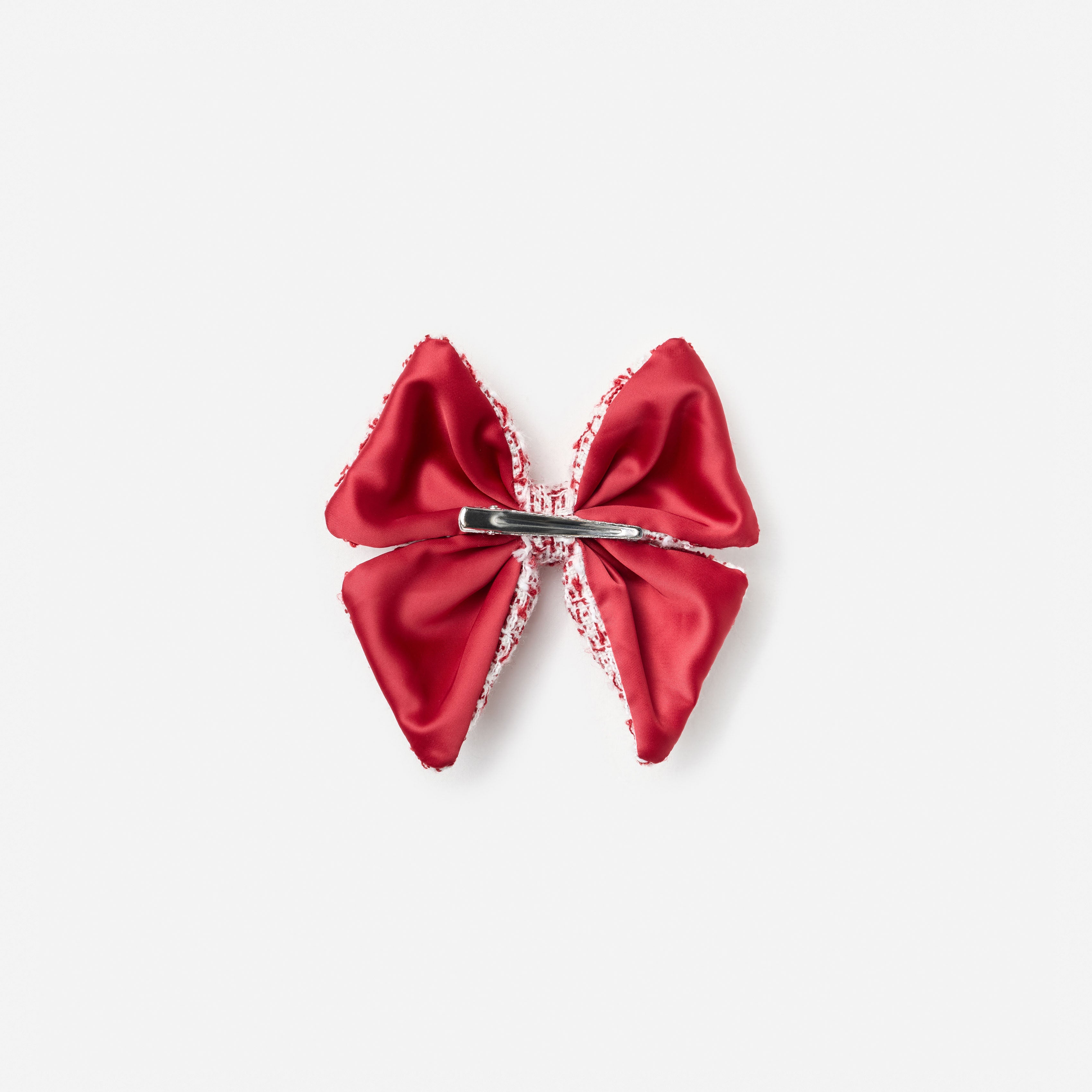 Burgundy Polka Dot Boucle Hair Bow