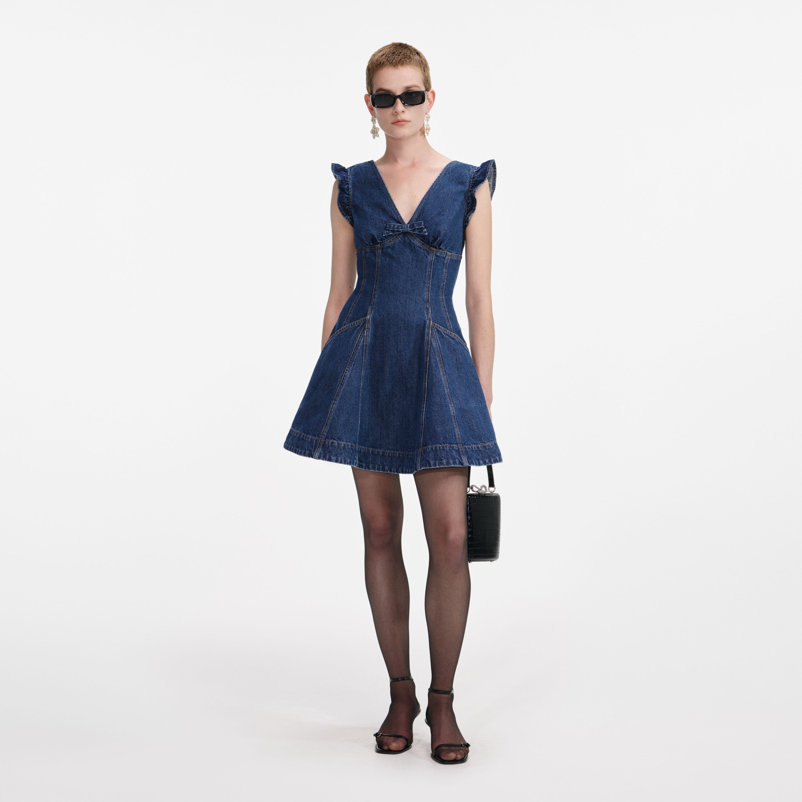 Denim Flared Mini Dress