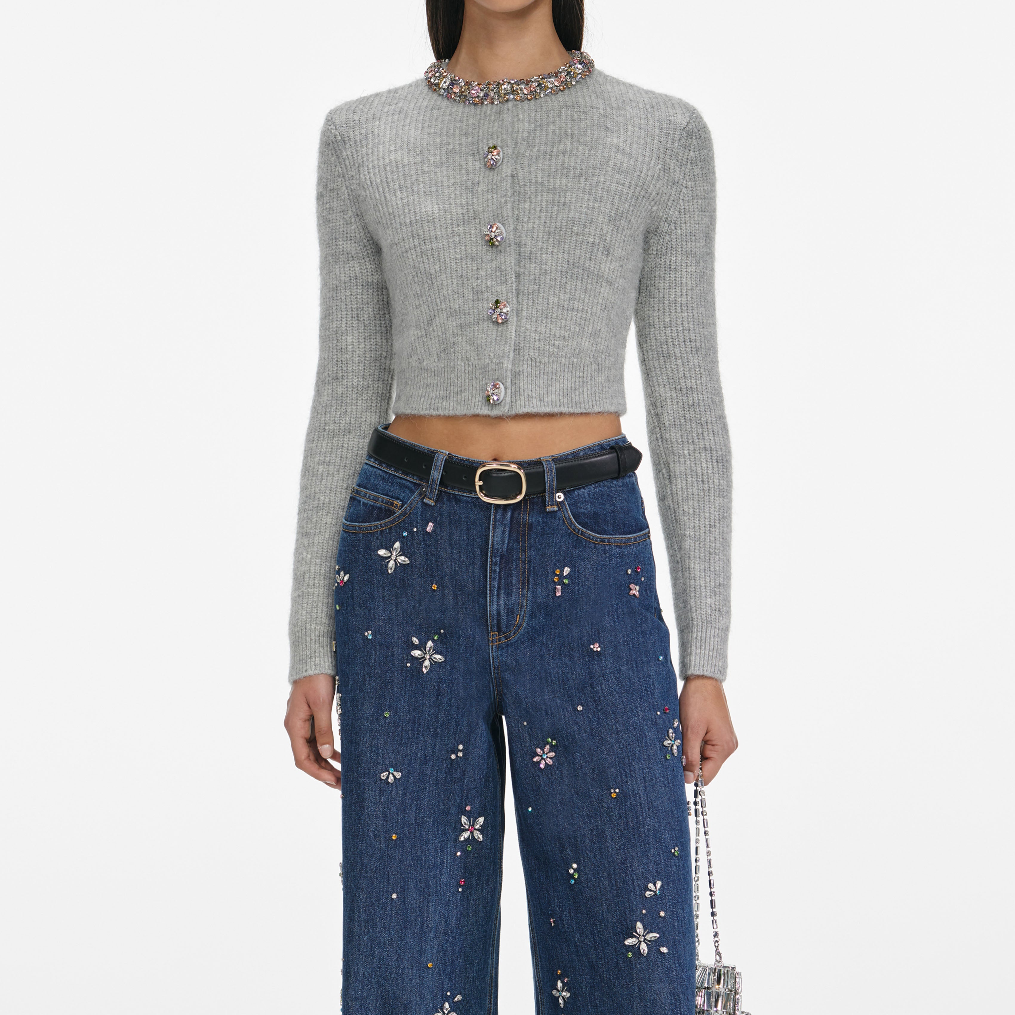 Grey Alpaca Knit Cardigan