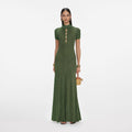 Khaki Lurex Knit Maxi Dress