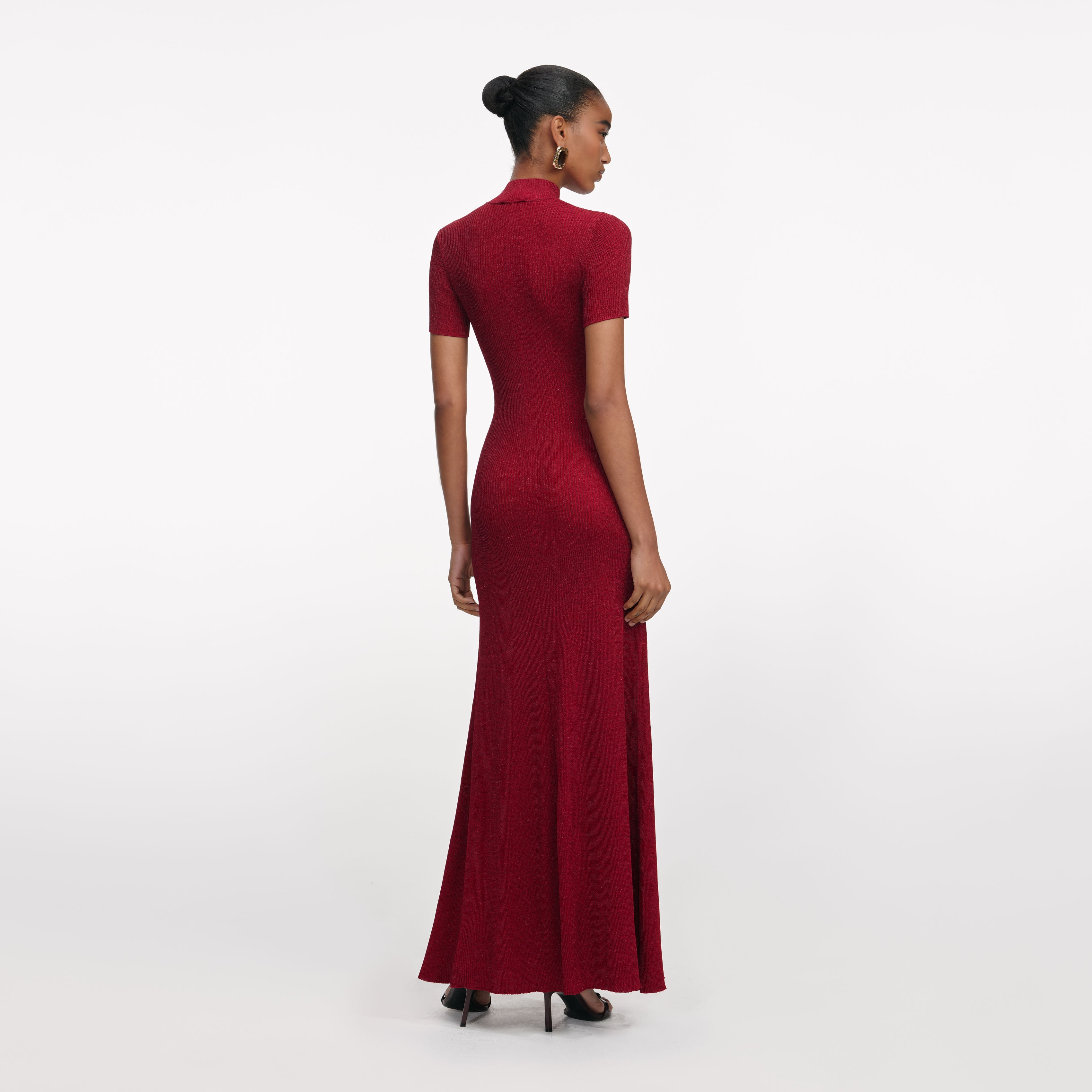 Red Lurex Knit Maxi Dress