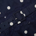 Navy Polka Dot Linen Midi Dress