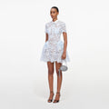 Blue Lace Flared Mini Dress