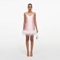 Pink Taffeta Feather Mini Dress