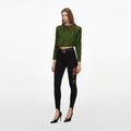 Olive Jersey Gathered Top