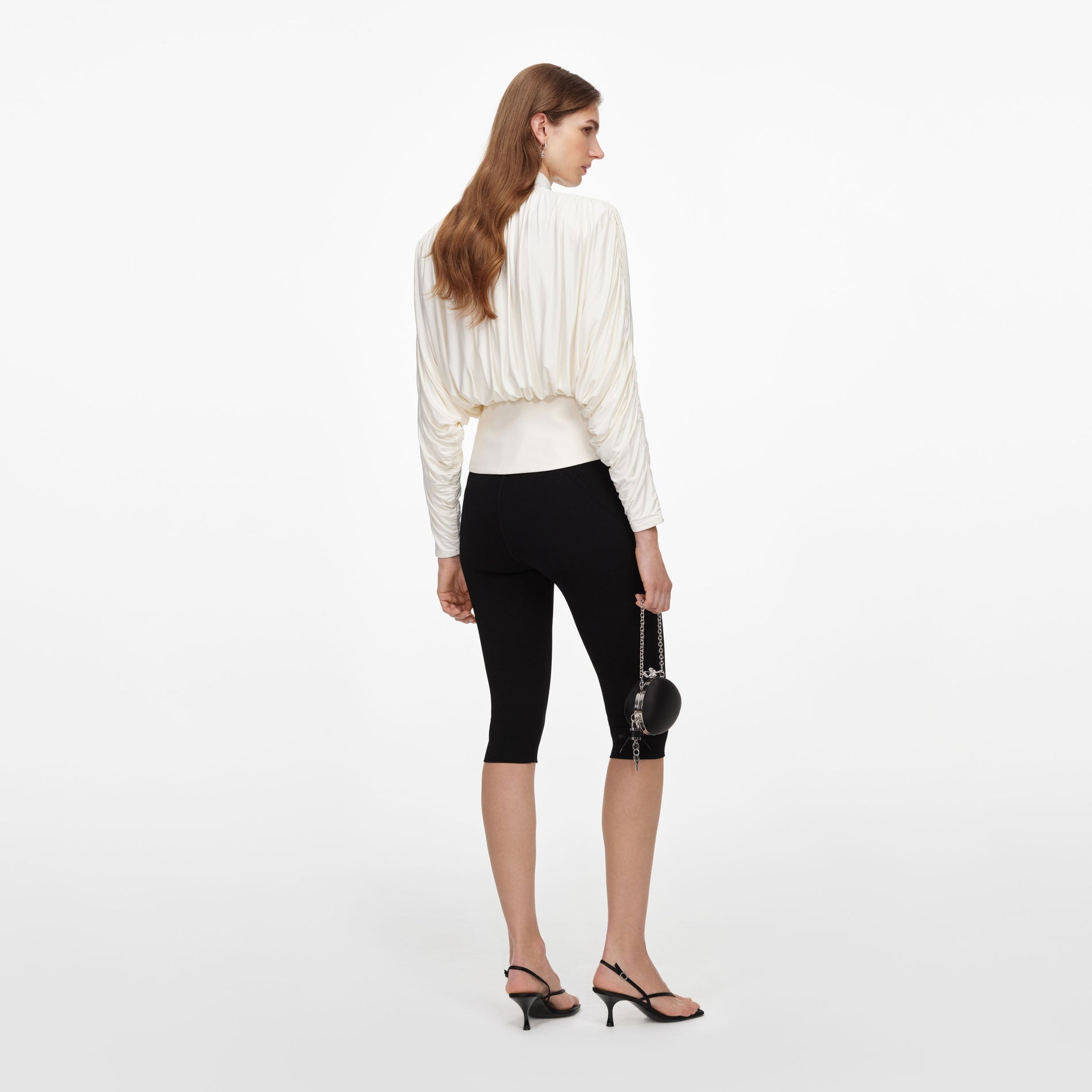 Cream Tie Neck Jersey Top