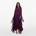 Purple Satin Fringed Kaftan