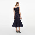 Navy Spiral Lace Midi Dress