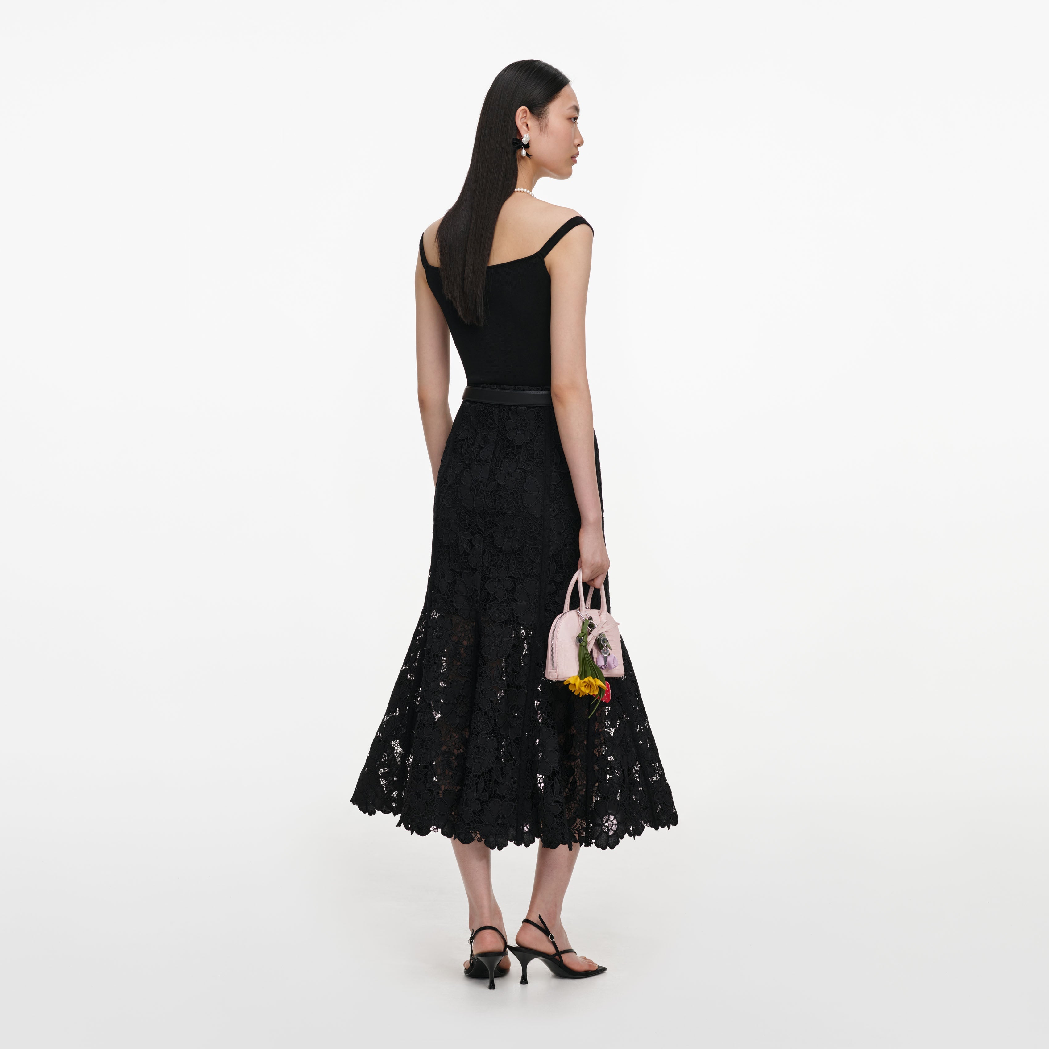 Black Lace Midi Skirt