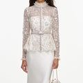 Cream Sequin Embellished Satin Maxi Dress