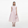 Pink Taffeta Buttoned Midi Dress