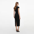 Black Wool Crepe Midi Dress