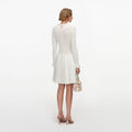 White Knit Pleated Twill Mini Dress