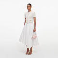 Cream Fringe Knit Cotton Midi Dress