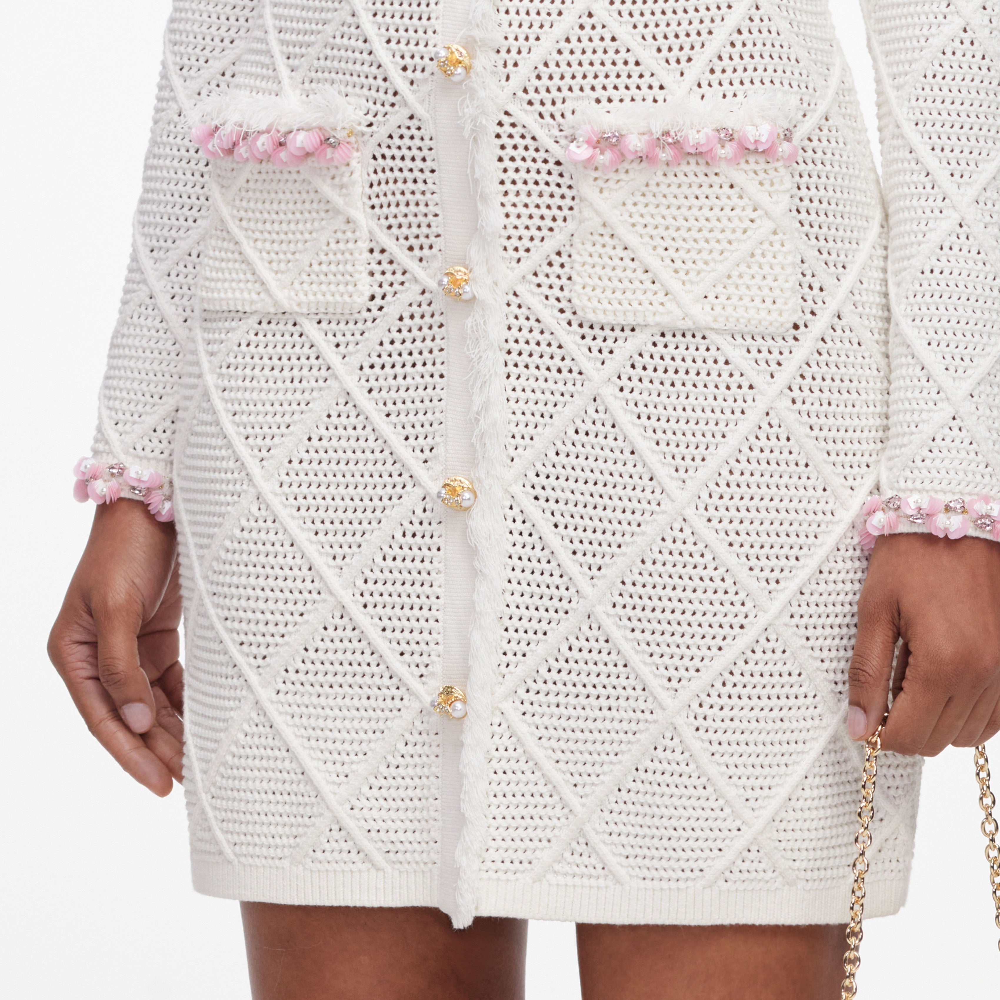 Cream Fringe Knit Mini Dress