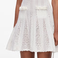 White Flower Trim Knit Mini Dress