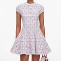 Pink Check Knit Beaded Mini Dress