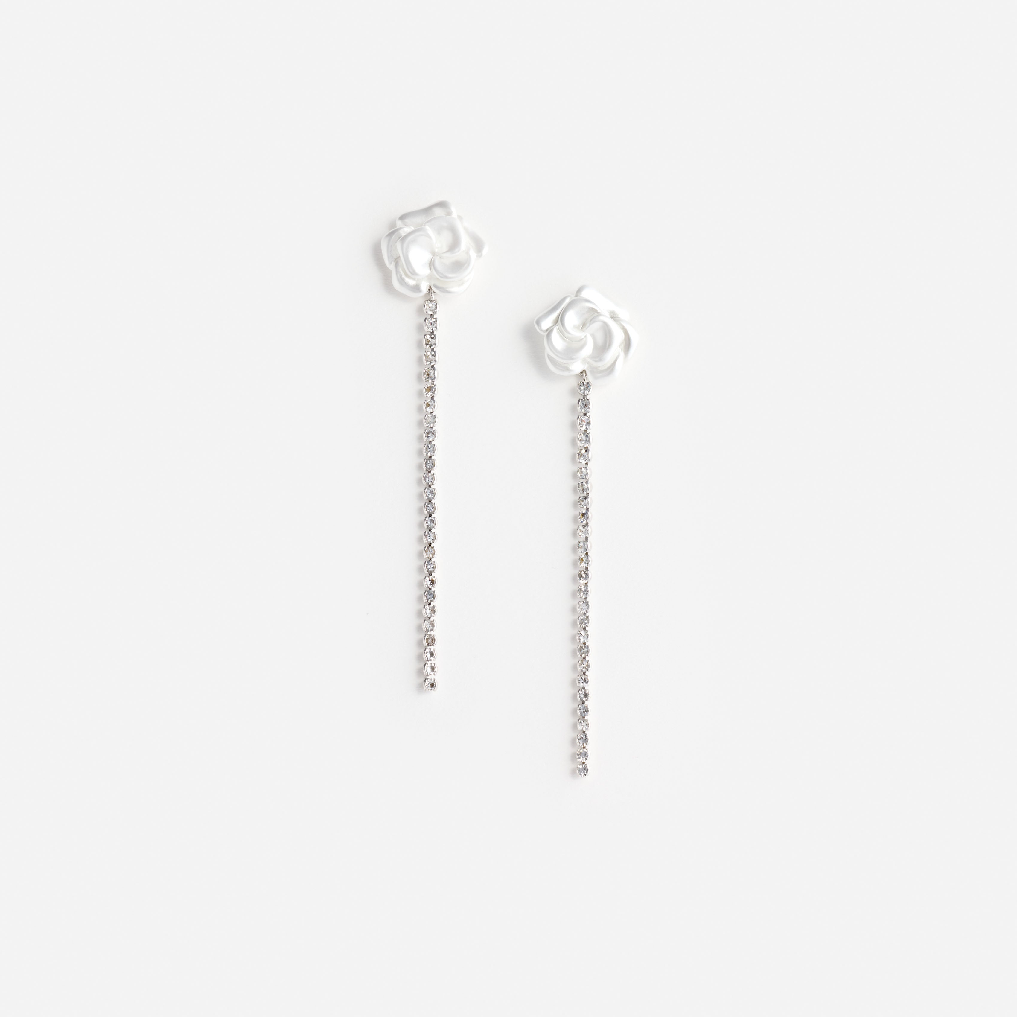 Pearl Flower Crystal Droplet Earring