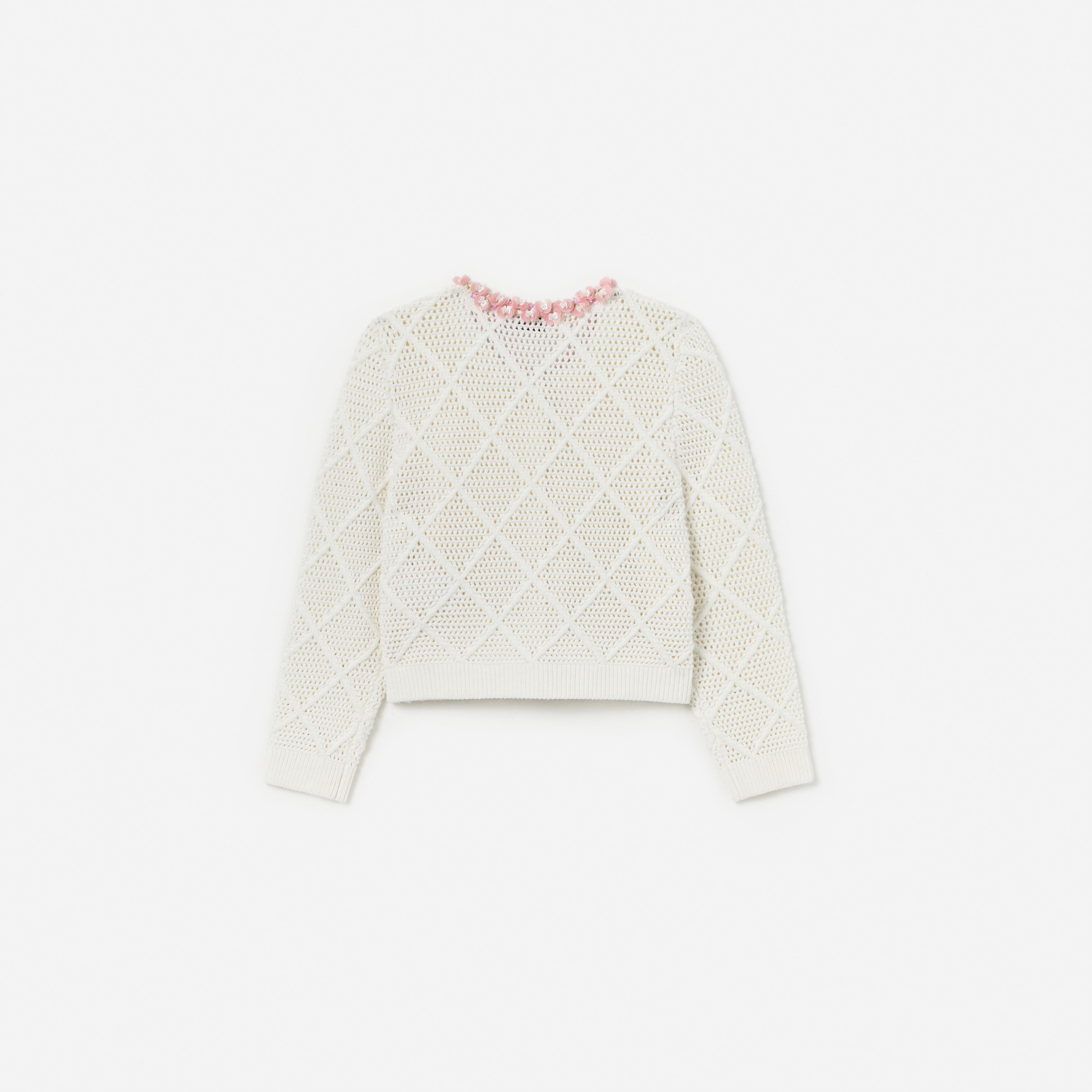 Cream Diamond Knit Cardigan
