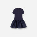 Navy Knit Taffeta Dress