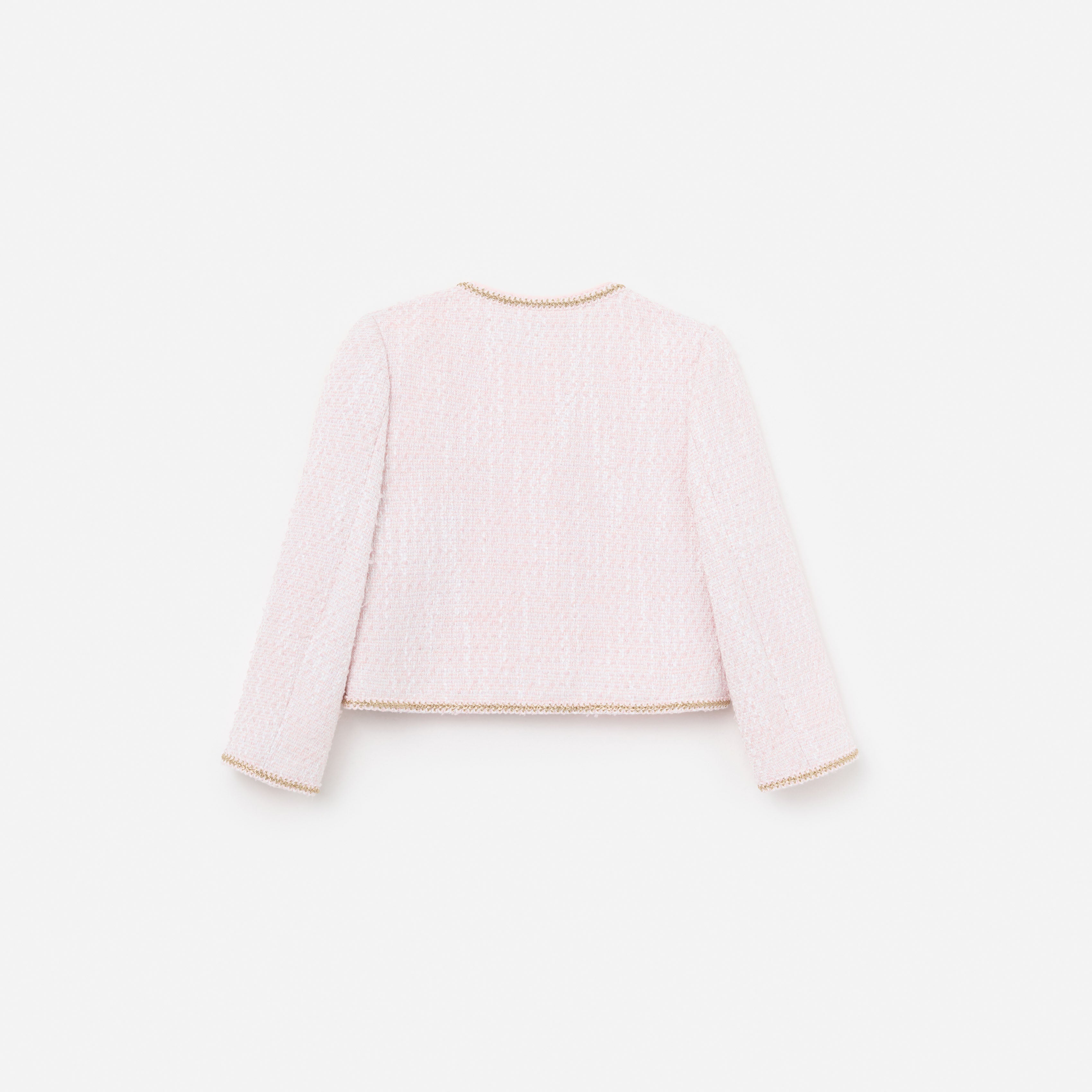 Pink Boucle Braided Trim Jacket
