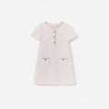 Pink Boucle Braided Trim Dress