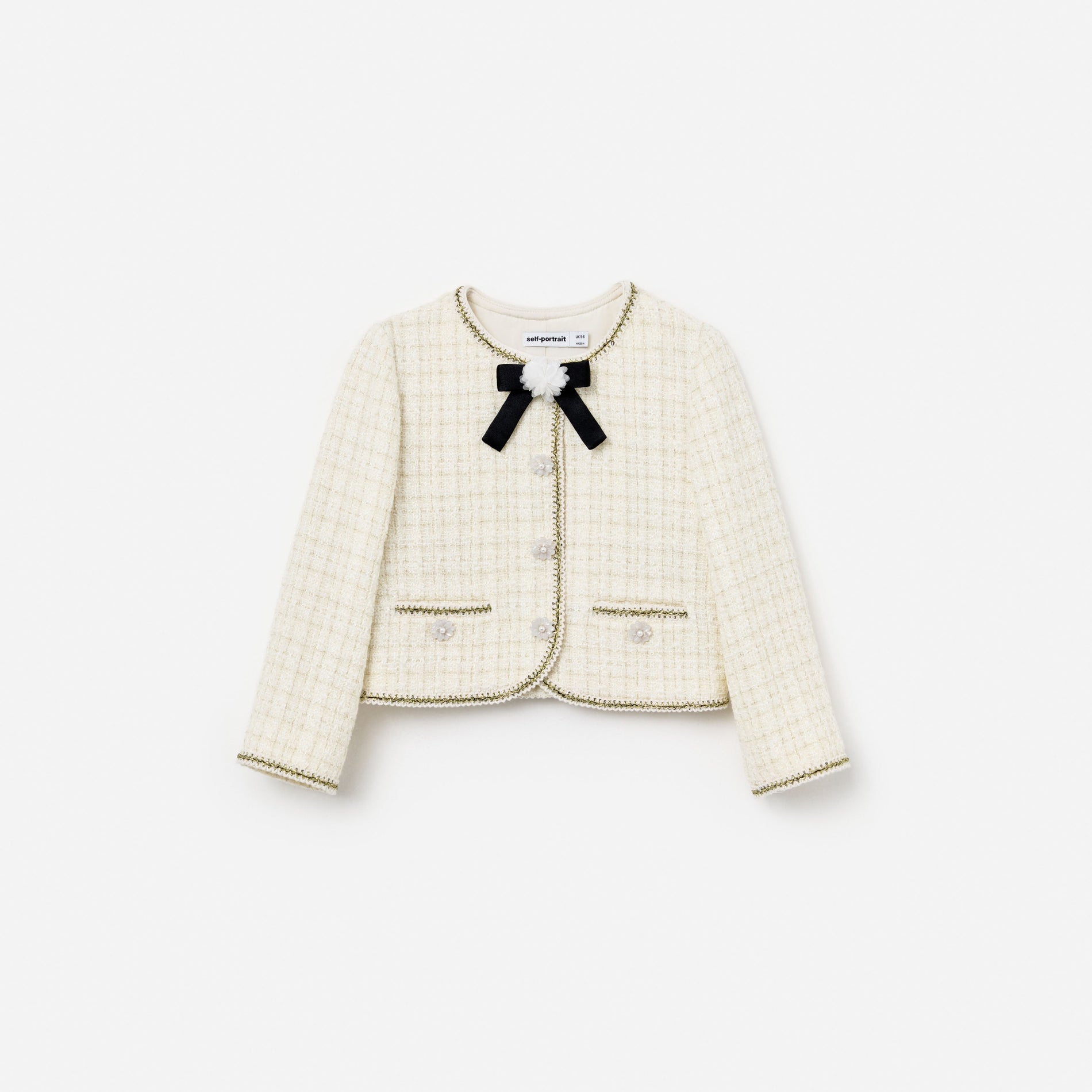 Cream Boucle Bow Jacket