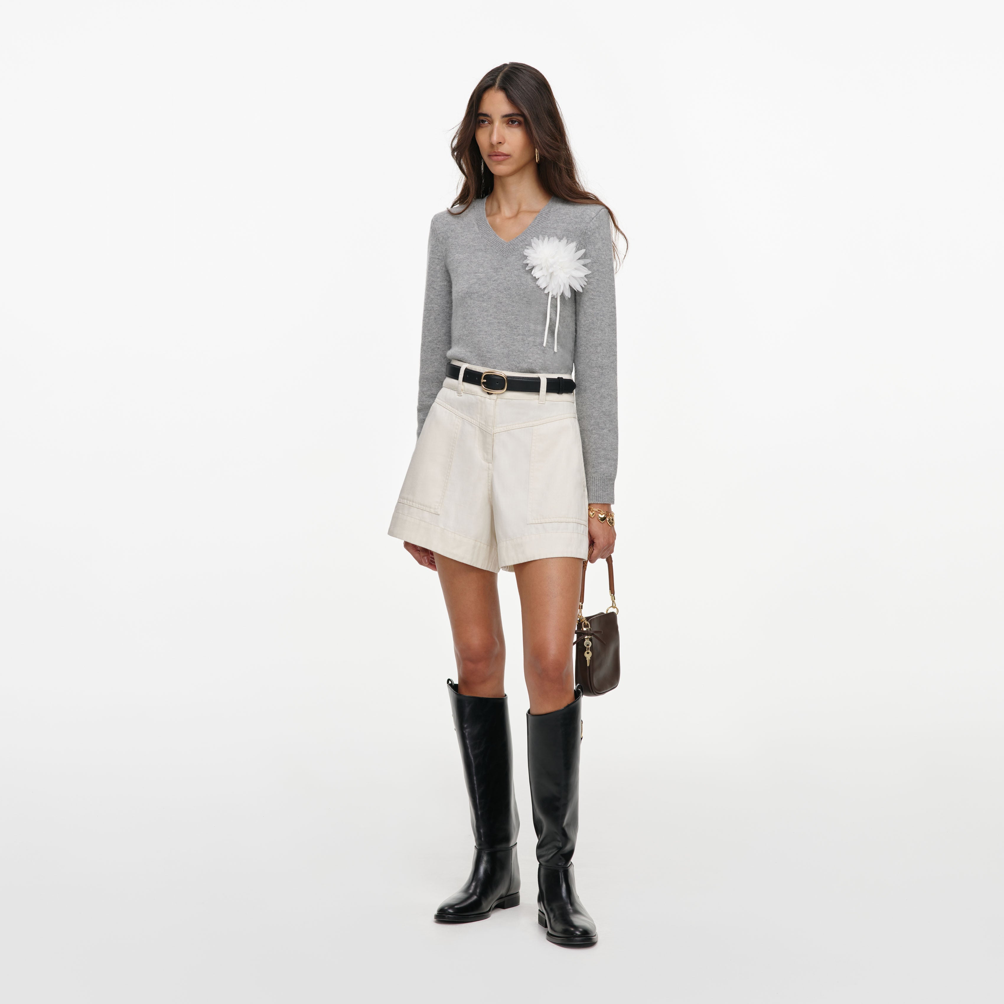 Cream Denim Short