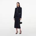 Navy Boucle Tailored Midi Dress