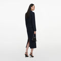 Navy Boucle Tailored Midi Dress