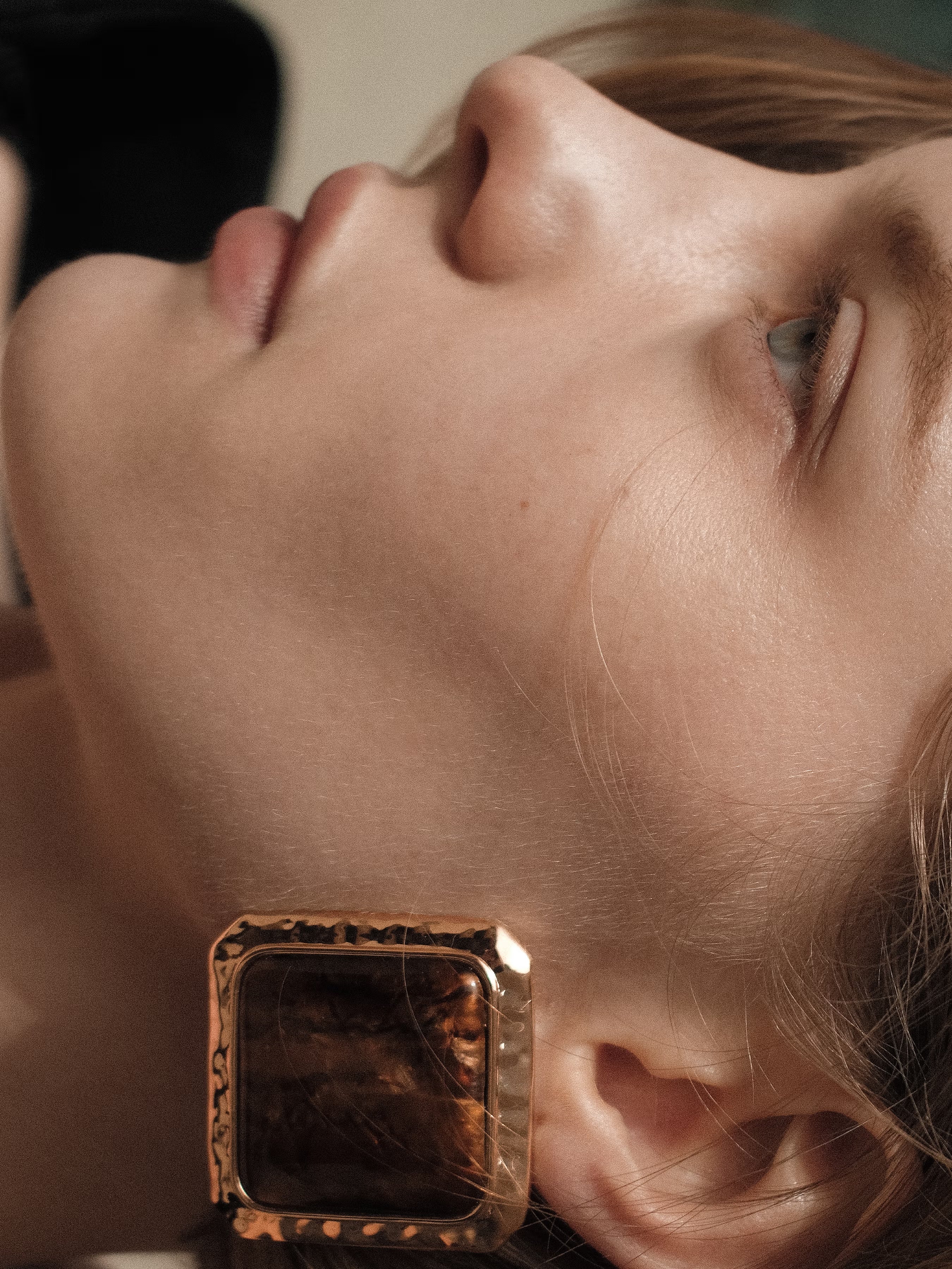 Square Brown Enamel Stud Earring